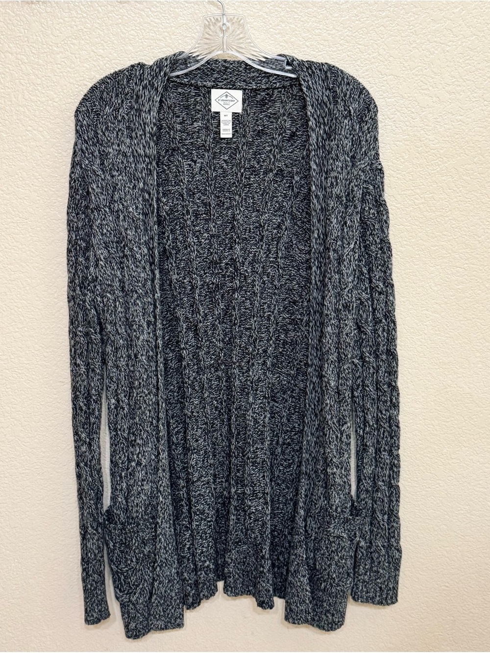 St. John’s Bay Cozy Open-Front Black & Gray Cardigan Sweater